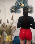 SHORTS PAILLETTES- ROSSO